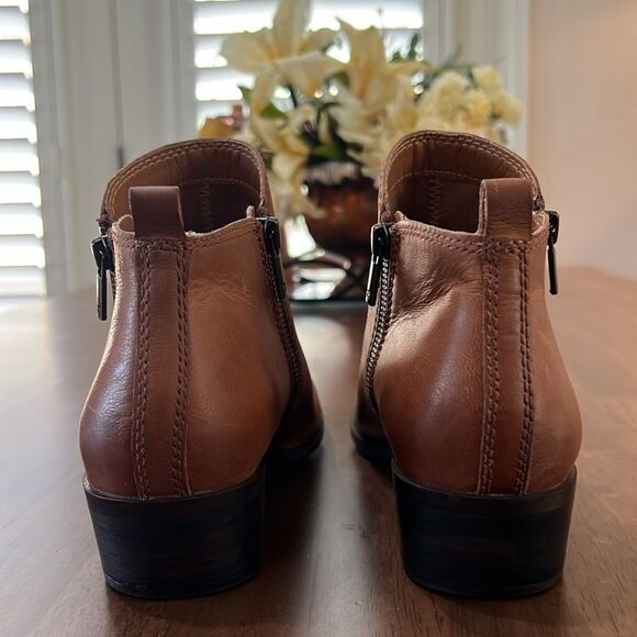 Lucky Brand Basel Bootie Toffee Brown Leather Zip Ankle Block Heel Women’s 9.5 M - Picture 6 of 9